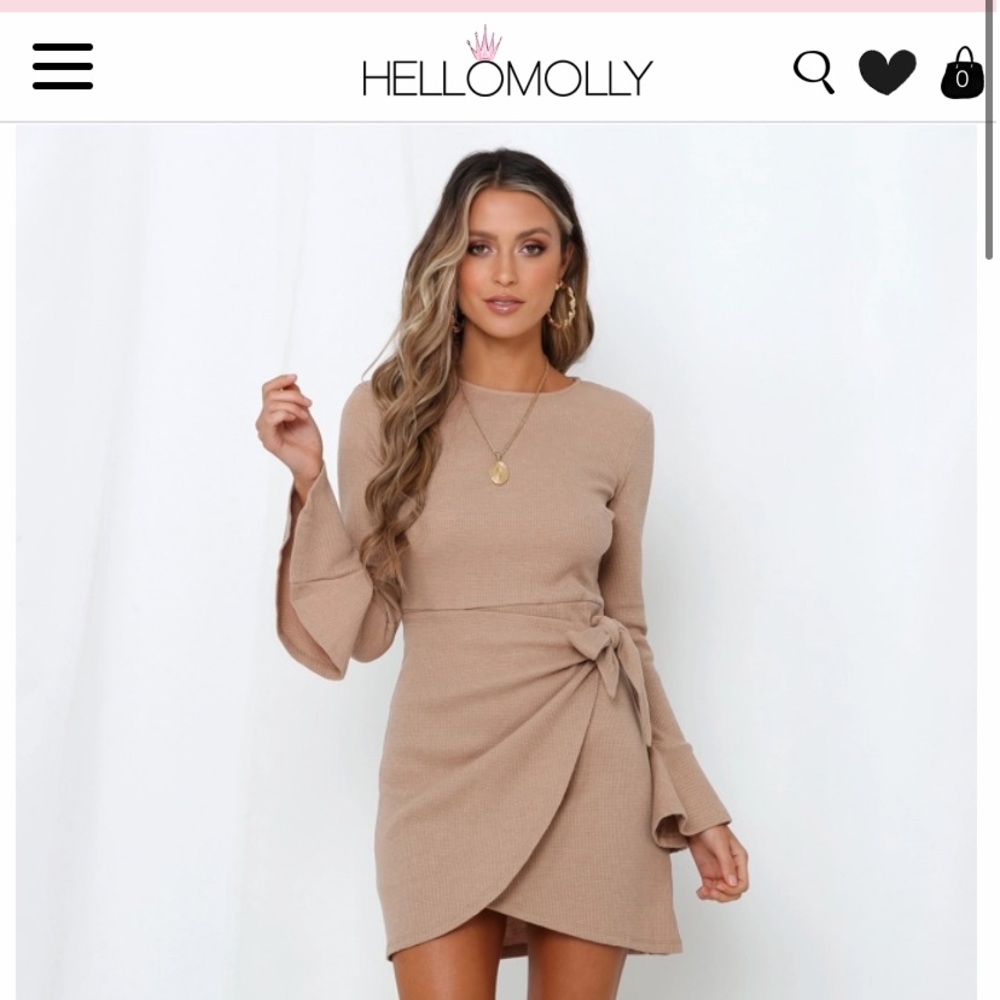HelloMolly Tan Long Sleeve Dress